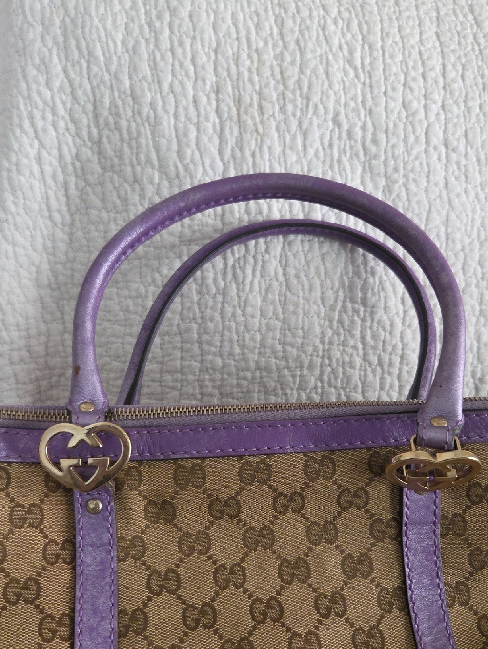 Gucci Brown GG Canvas Tote with Purple Leather Accents - Picture 3 of 11